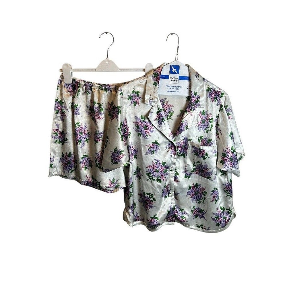 Victoria Secret Satin Floral Pajama Set Size Medium